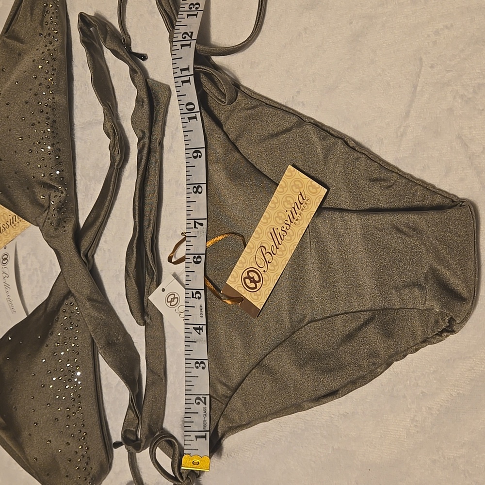 NWT Bellisima Swimwear Platinum Khaki Set bikini/Top Size M - Picture 2 of 8